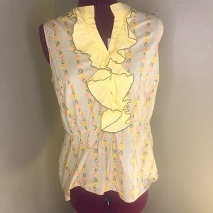 Nick & Mo Sleeveless Ruffle Top with Flower Detail